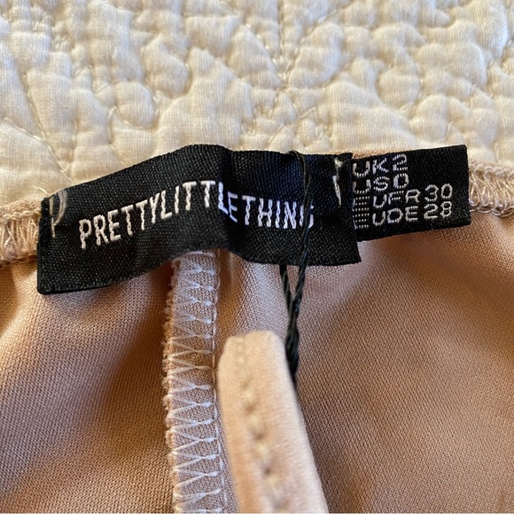 Pretty Little Thing Stone Grepe Ruched Waist Line Split Hem Trouser size 0 - Picture 6 of 7